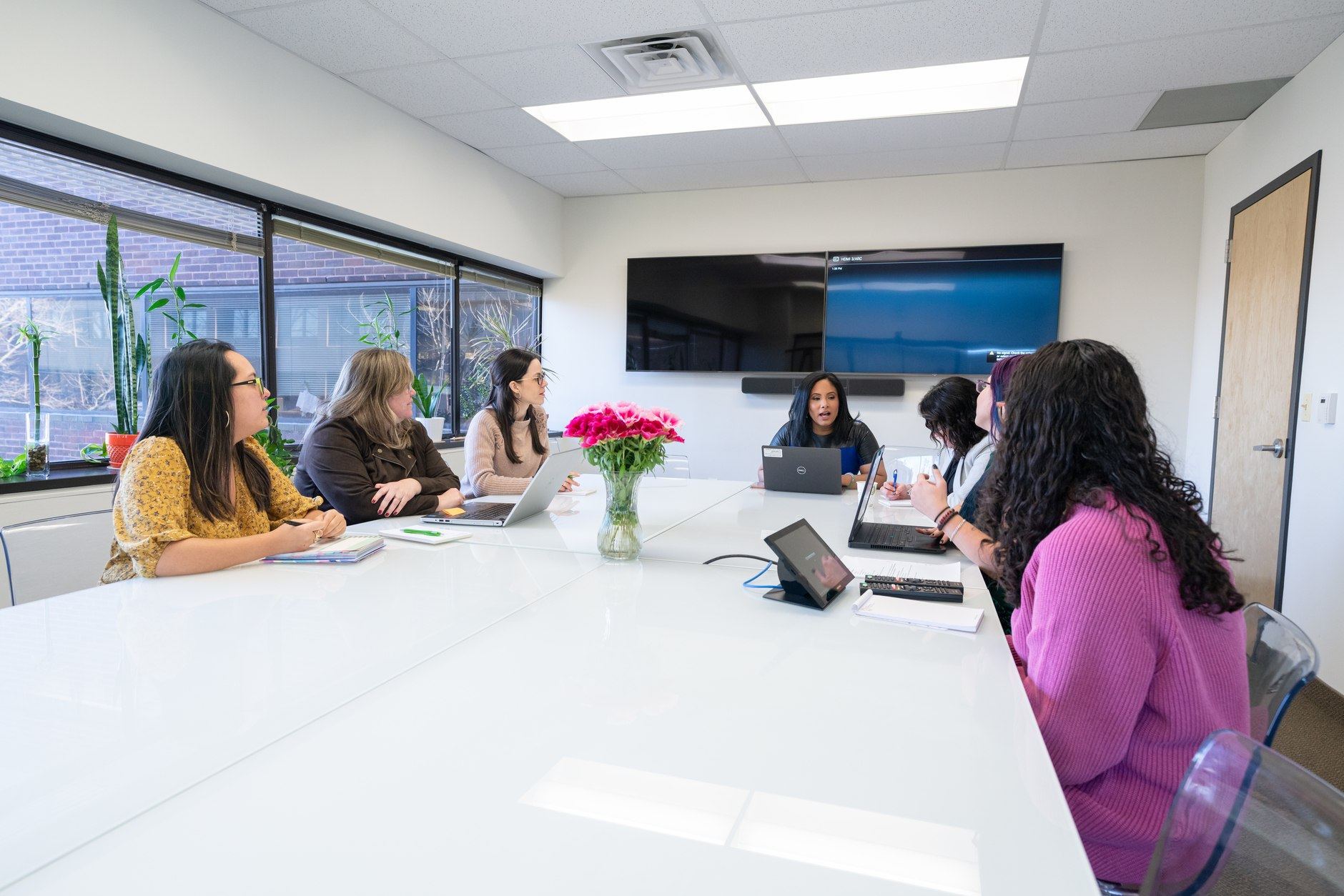 People discussing in a conference room